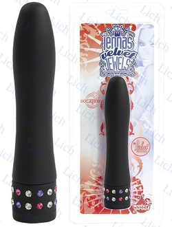 Черный вибратор VELVET JEWEL с кристаллами