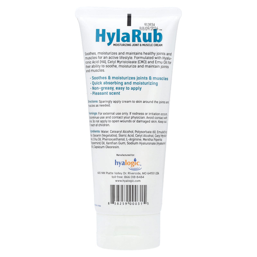 Hyalogic, HylaRub, увлажняющий крем для мышц и суставов, 6 унций (168 г)
