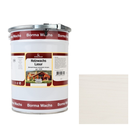 Декоративная ВОСКОВАЯ лазурь / Масло для фасадов Borma Holzwachs Lasur 20 л цвет 50 Белый для наружных и внутренних работ R3340-1