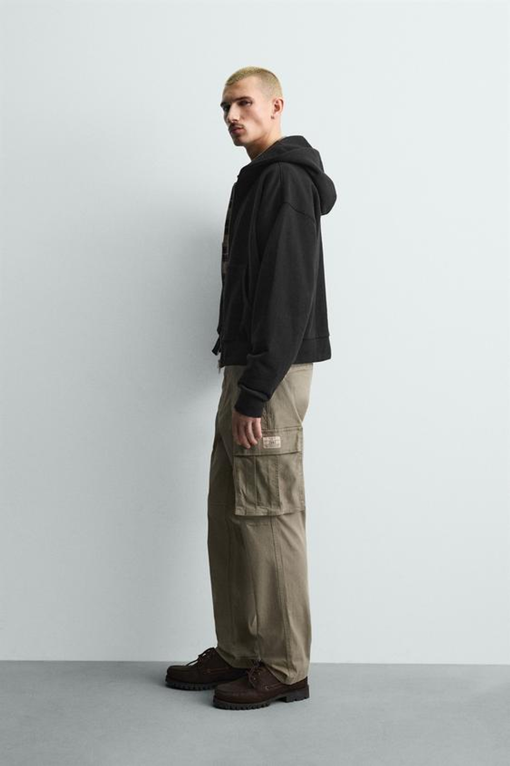 ZARA БРЮКИ КАРГО RELAXED FIT, СВЕТЛЫЙ ХАКИ
