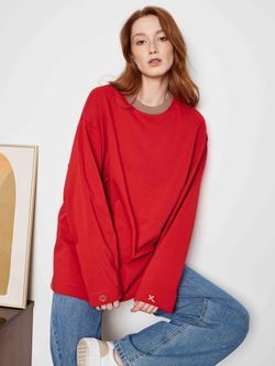 Лонгслив Nude neck Красный