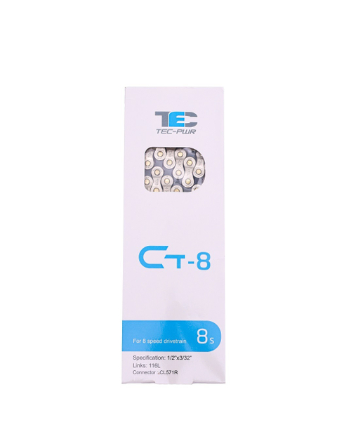 Цепь TEC CT8 для 8 скоростей, 1/2" X 3/32" 116 звеньев, с замком цепи, тёмно синяя-серебристая