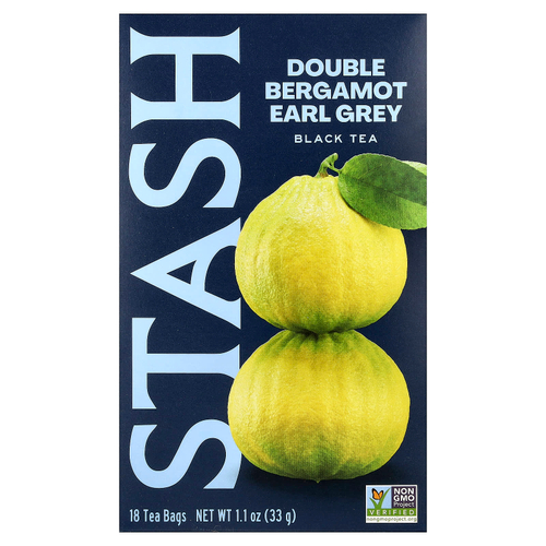 Stash Tea, черный чай, двойной бергамот, бергамот, 18 чайных пакетиков, 33 г (1,1 унции)