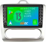 Магнитола для Ford Focus 2 2004-2011 (климат) - Airoc AB-1702A (кнопки и крутилки), Android 13, Быстрая, SIM-слот, CarPlay