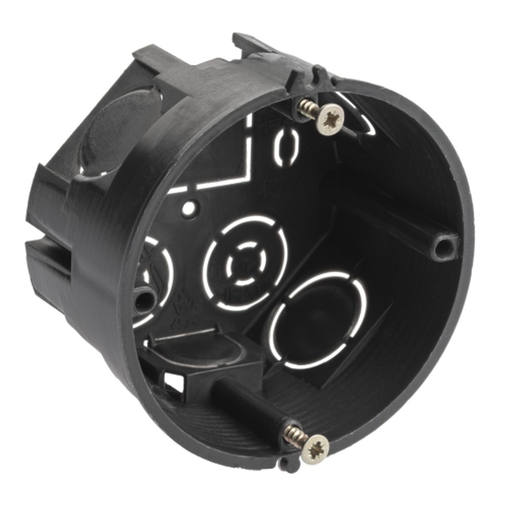 Коробка установочная ЭРА KUT-68-40-black черная 68х40мм для твердых стен саморезы IP20 | Коробки монтажные установочные для твердых стен