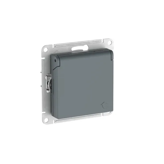 Розетка с крышкой Systeme Electric AtlasDesign Грифель, самозажимные клеммы ATN000746S