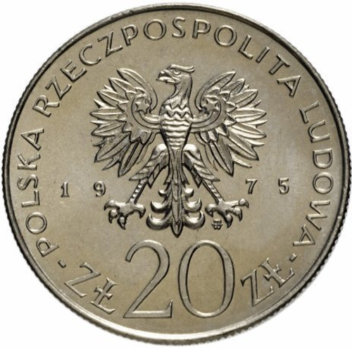 20 злотых  1975 год. Польша. Международный год женщины. UNC