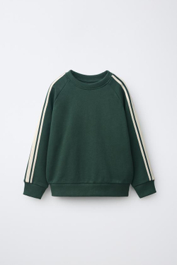 ZARA КОМПЛЕКТ ИЗ ТОЛСТОВКИ И БРЮК-ДЖОГГЕРОВ С ЛАМПАСАМИ, ЗЕЛЕНЫЙ
