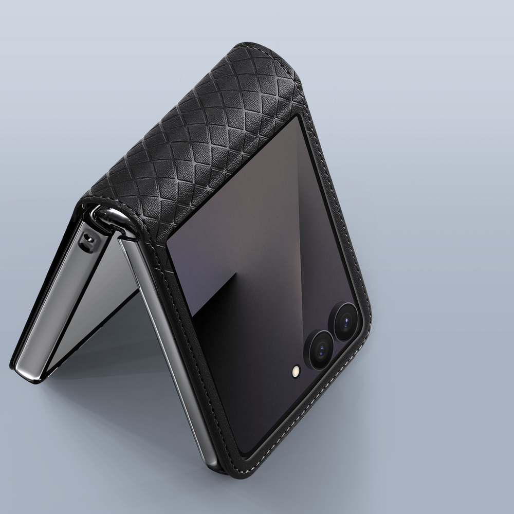 Чехол черного цвета из кожи для Samsung Galaxy Z Flip 8, серия Bril Series Case от Dux Ducis