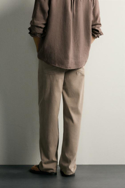 ZARA ДЖИНСЫ STRAIGHT FIT, СВЕТЛО-КОРИЧНЕВЫЙ