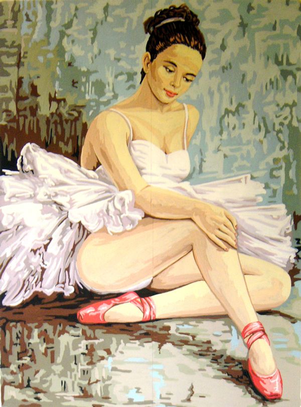 Рисунок для вышивания Soulos (канва жесткая), Балерина, разминающая колено, 47х60 см