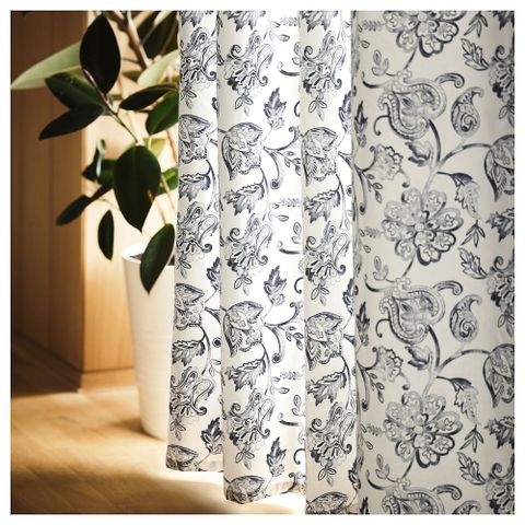 Комплект штор IKEA DOVREFIBBLOR (ДОВРЕФИББЛОР), Белый с рисунком, 145x250 см, 2 шт