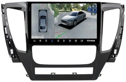 Магнитола для Mitsubishi Pajero Sport 3 2016-2020 АКПП (поддержка климата и БК) - Teyes CC3-2K-360 на Android 10, Быстрая, 2K QLED, CarPlay, 4G SIM-слот, 4 камеры в комплекте