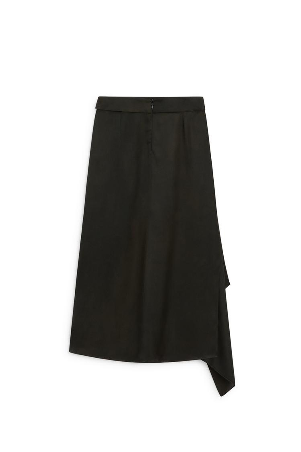Massimo Dutti Атласная драпированная юбка с разрезом - Limited Edition, зеленый