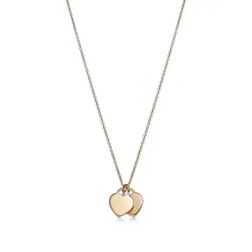 Подвеска Tiffany & Co. Double Heart Tag Pendant в желтом золоте, размер мини
