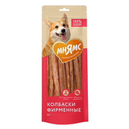 МНЯМС Лакомство для собак "Колбаски фирменные", 80 г