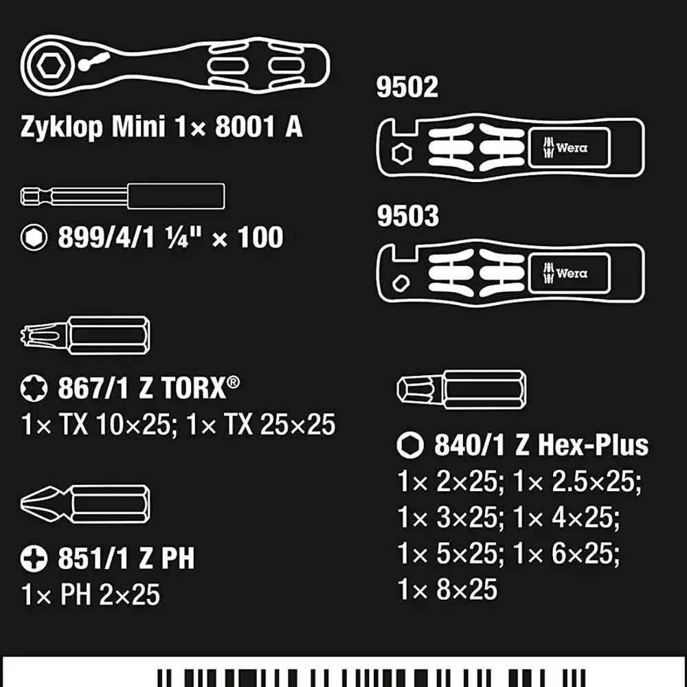 Набор бит с трещоткой для велосипедиста Bicycle Set 1 WERA 05004170001