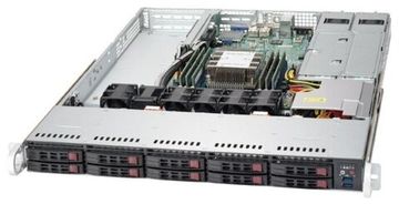 Сервер Supermicro SuperServer 1019P-WTR без процессора/без ОЗУ/без накопителей/количество отсеков 2.5" hot swap: 10/2 x 500 Вт/LAN 10 Гбит/c