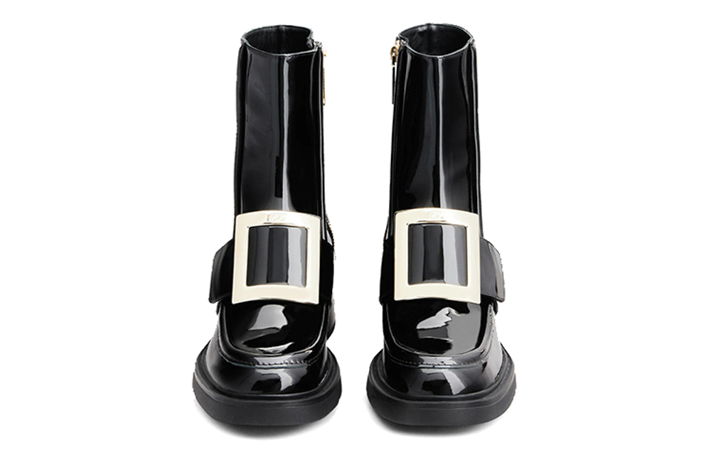 Roger Vivier Metal Buckle Ankle Boots 6cm Women"s Black