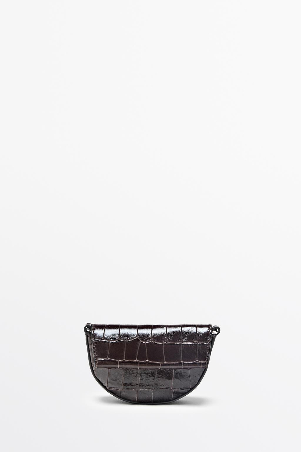 Massimo Dutti Мини-сумка из кожи с эффектом под крокодила, коричневый