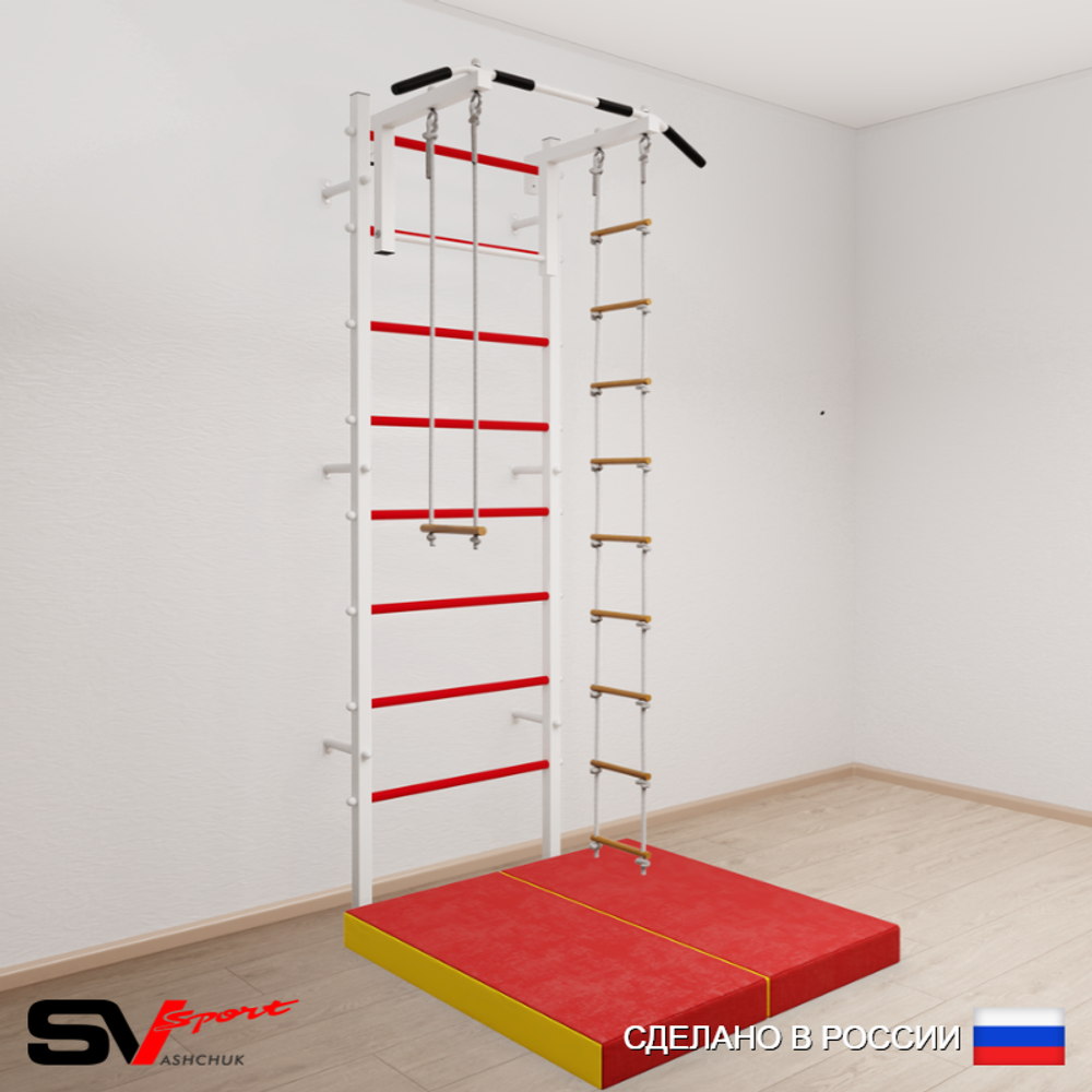 Шведская стенка Sv Sport 5184 (Турник стандарт/Лестница/Трапеция/Мат 1м)