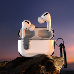 Прозрачный чехол с кнопкой черного цвета от Dux Ducis для наушников AirPods Pro 2, серия PECL Series Case, в комплекте с карабином