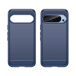 Чехол синего цвета с дизайном под карбон на Google Pixel 9 Pro, серия Carbon от Caseport