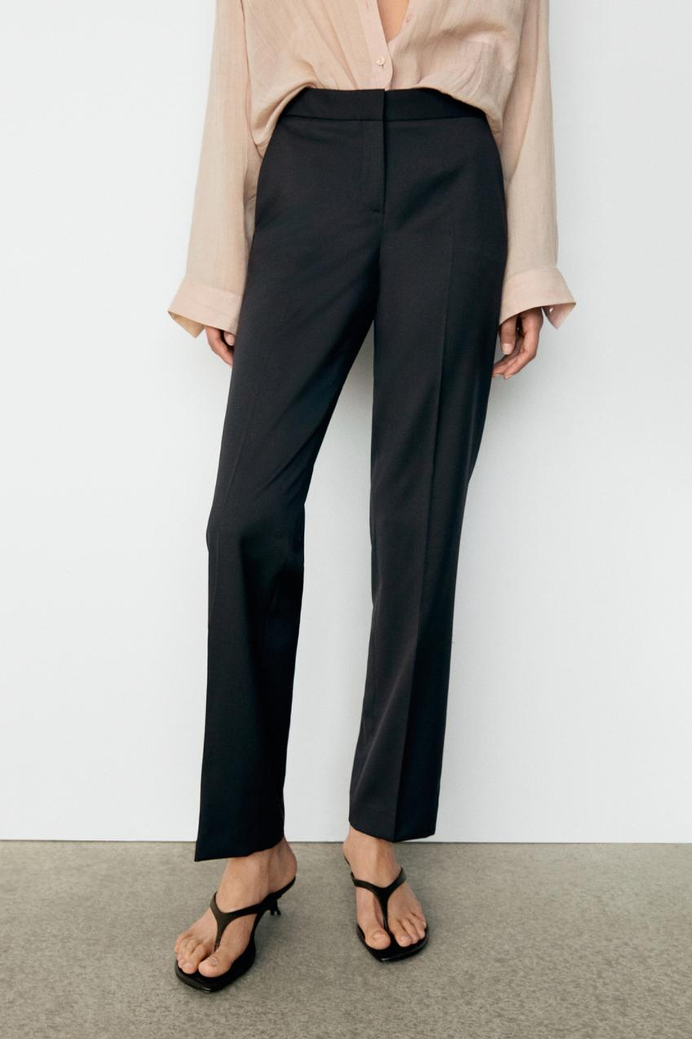 Massimo Dutti Прямые брюки из 100% холодной шерсти, темно-синий