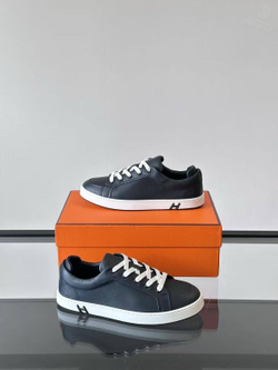Кеды Hermes Quicker Sneaker Черные кожаные
