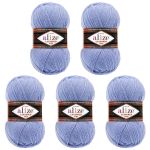 Пряжа Alize (Ализе) Lana Gold Fine / уп.5 мот. по 100 г, 390м, 040 голубой A