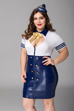 Костюм стюардессы Candy Girl Devon платье, головной убор сине-белый 2XL