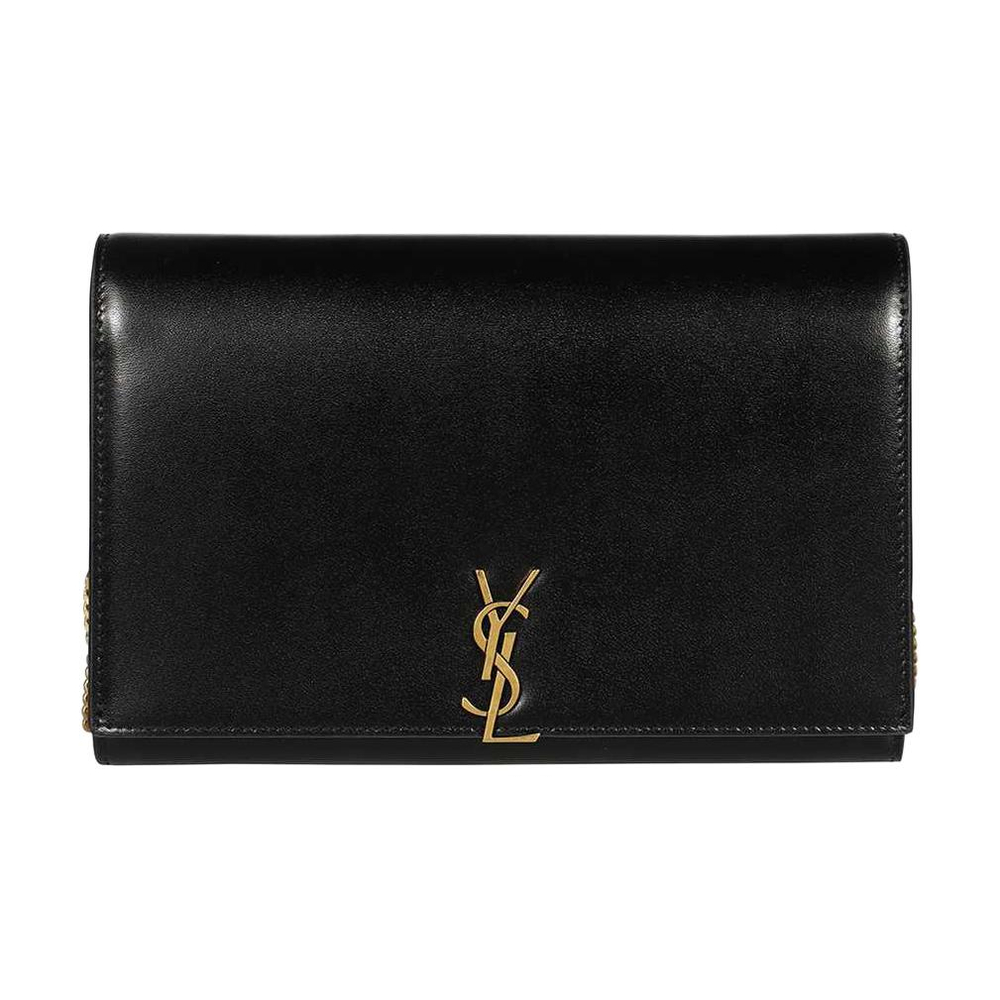 SAINT LAURENT Monogram Calfskin Wallet, Shoulder Bag, Crossbody Bag Women"s Black