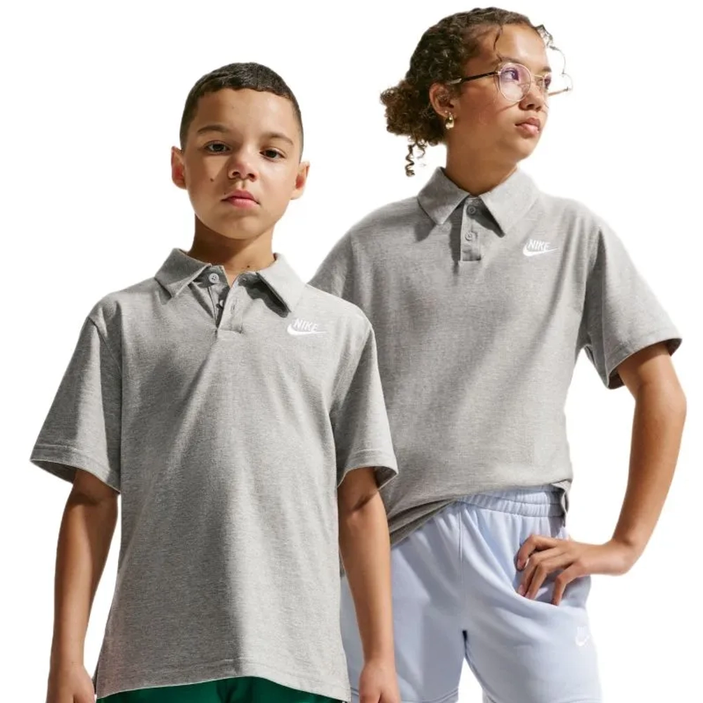 Футболка для мальчика теннисная Nike Kids Sportswear Club Knit Short Sleeve - dark grey heather/white