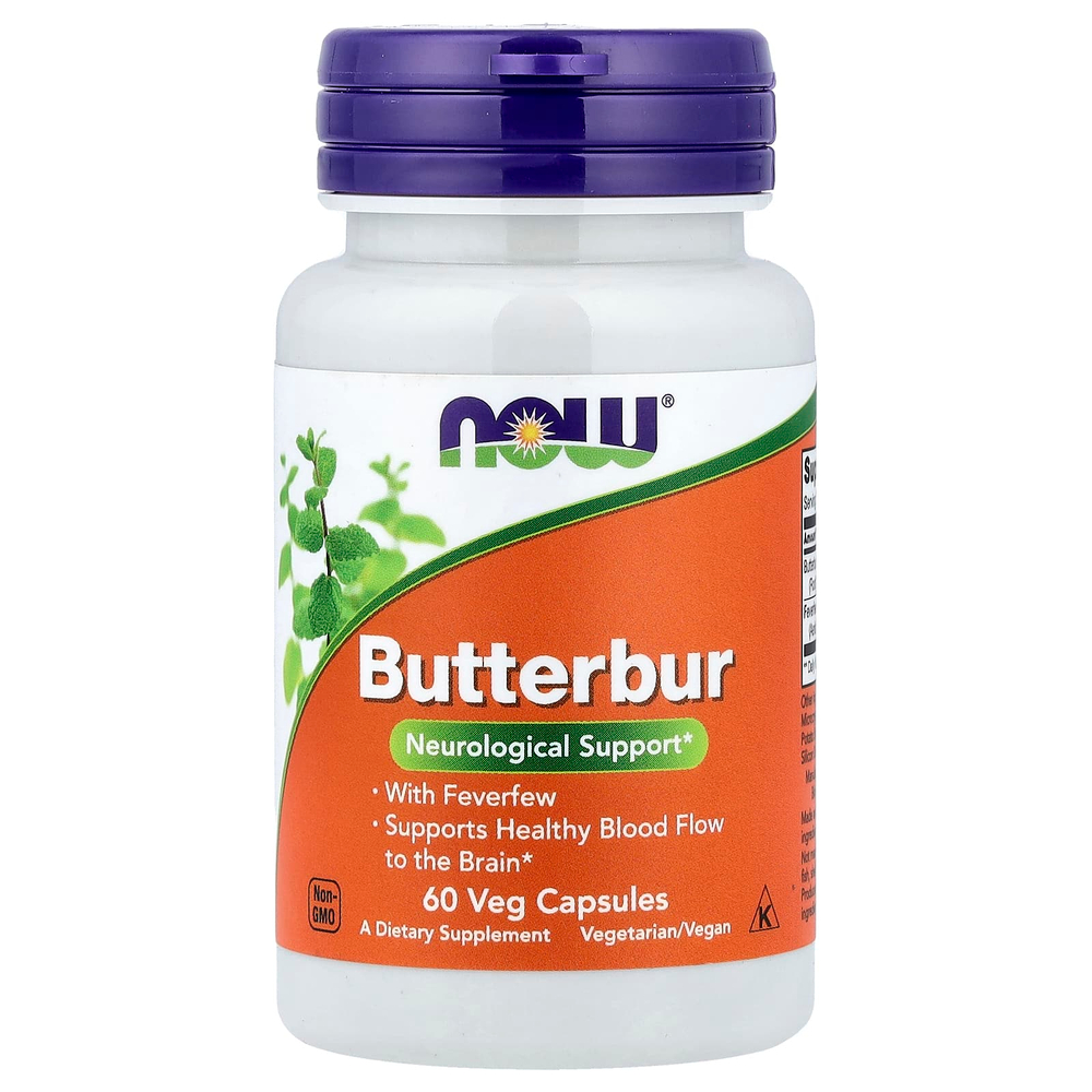 NOW Foods, белокопытник с пиретрумом, 60 вегетарианских капсул