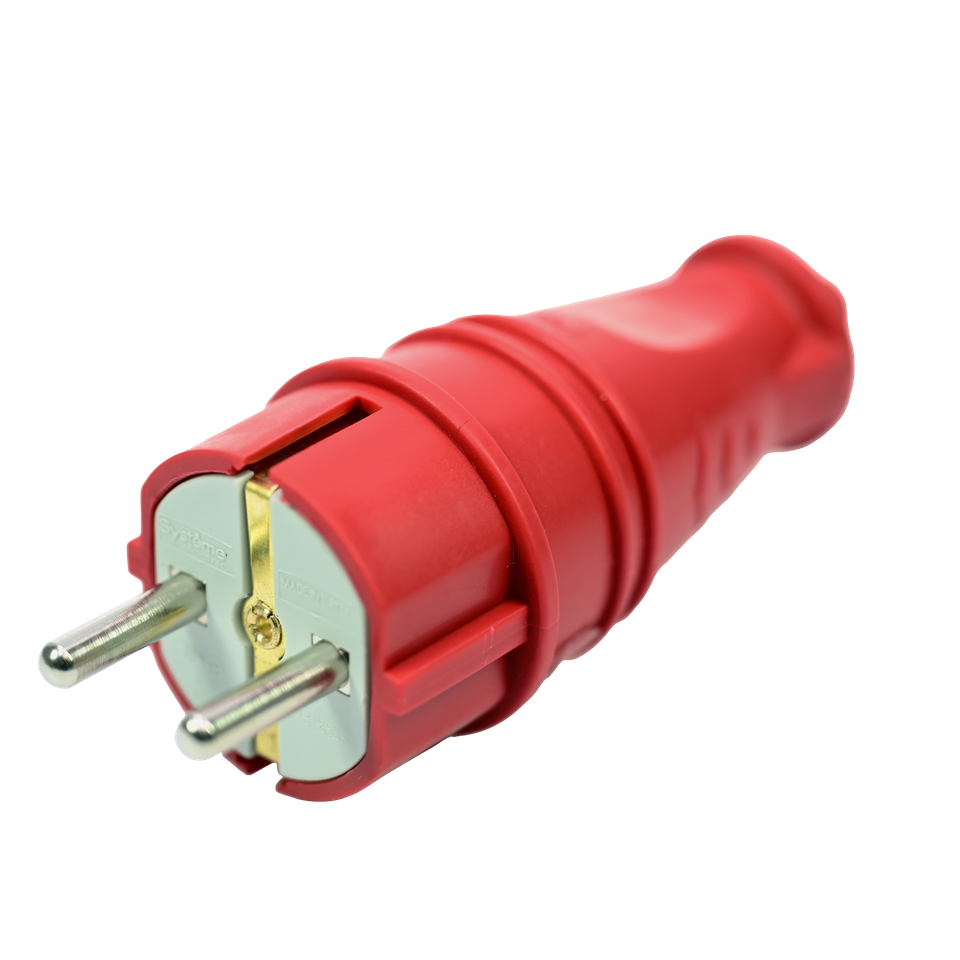 Вилка прямая 16А 2P+E 250В IP44 MultiSet каучук красн. SE MST4401RD