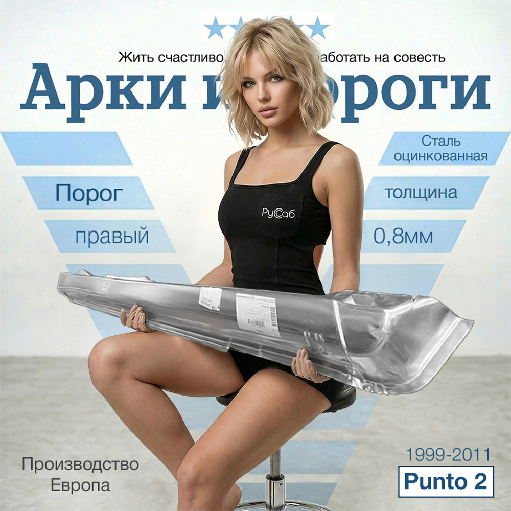 Порог правый Fiat Punto 2 1999-2011 (Klokkerholm)