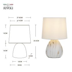 Настольная лампа Rivoli Damaris D7037-501 1 * Е14 40 Вт керамика белая с золотом с абажуром | Rivoli