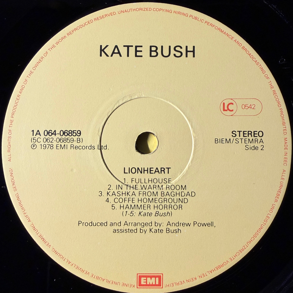 Kate Bush ‎– Lionheart (Европа)