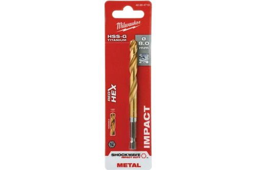Сверло Milwaukee RedHEX HSS-G TiN по металлу 8.0 мм