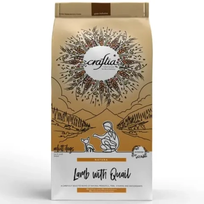 Сухой корм CRAFTIA NATURA для взрослых собак миниатюрных и мелких пород из ягненка с перепелкой