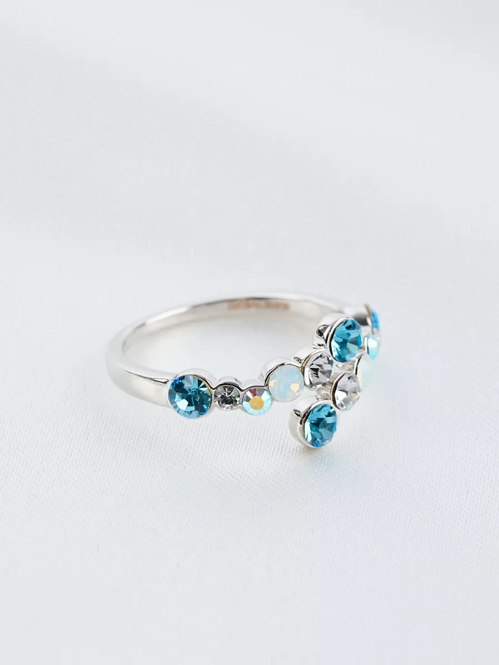 Кольцо Млечный путь с голубыми кристаллами Swarovski