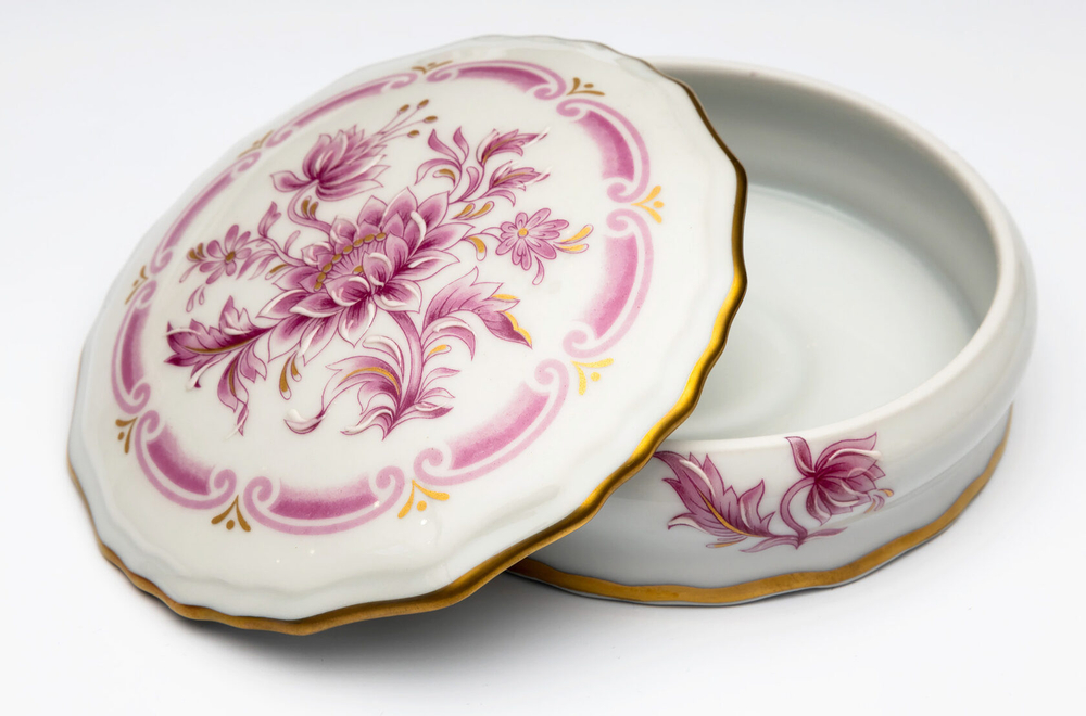 VALERIE4 A/012 ANEMONEШкатулка диам 11 Cre Art Белый / Розовый / Золотой