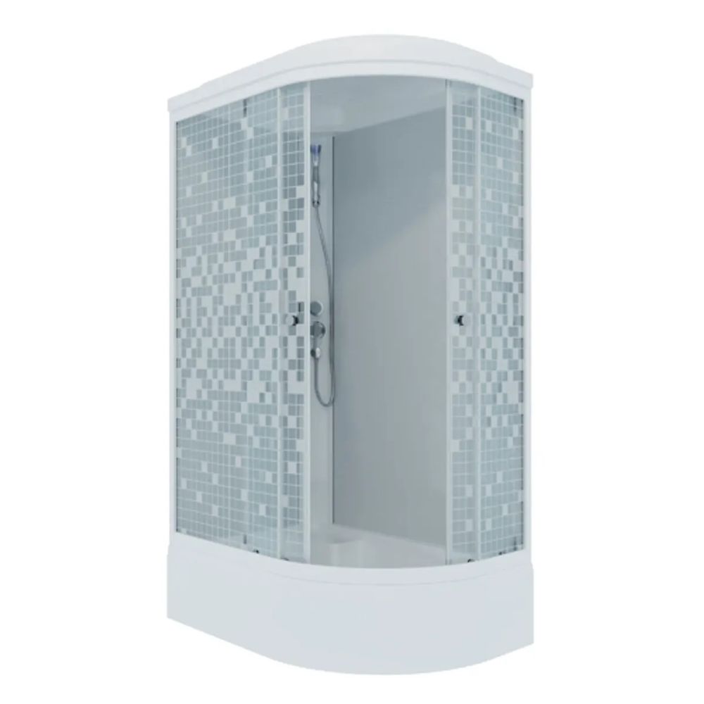 ДК "Коралл 120*80 В" лев., 1/4 круга, низ. подд., Белый, Мозаика, ДН4 (7 мест)