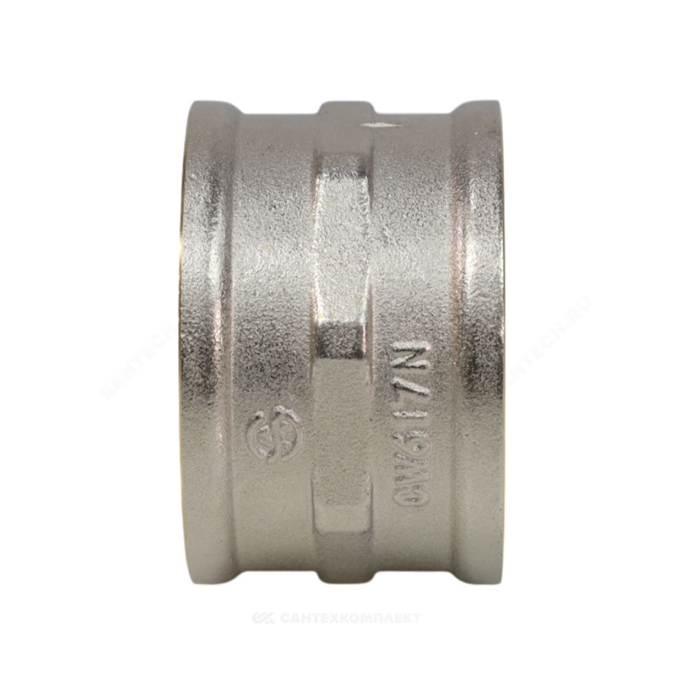 Муфта латунь никель Ду 40 (1 1/2") ВР/ВР 9018 ГОСТ 32585-2013 Aquasfera 9018-05