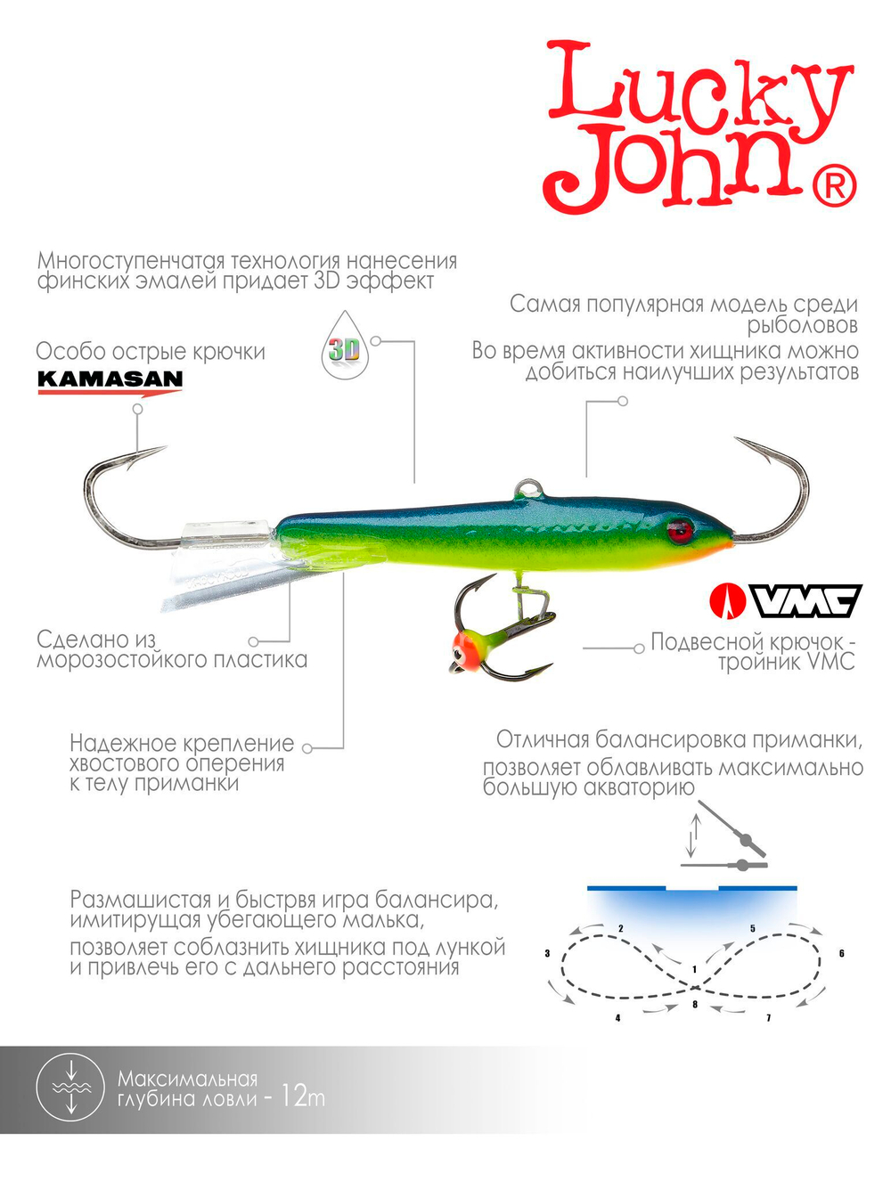 Балансир Lucky John CLASSIC 7 с тр. 70мм/29 блистер