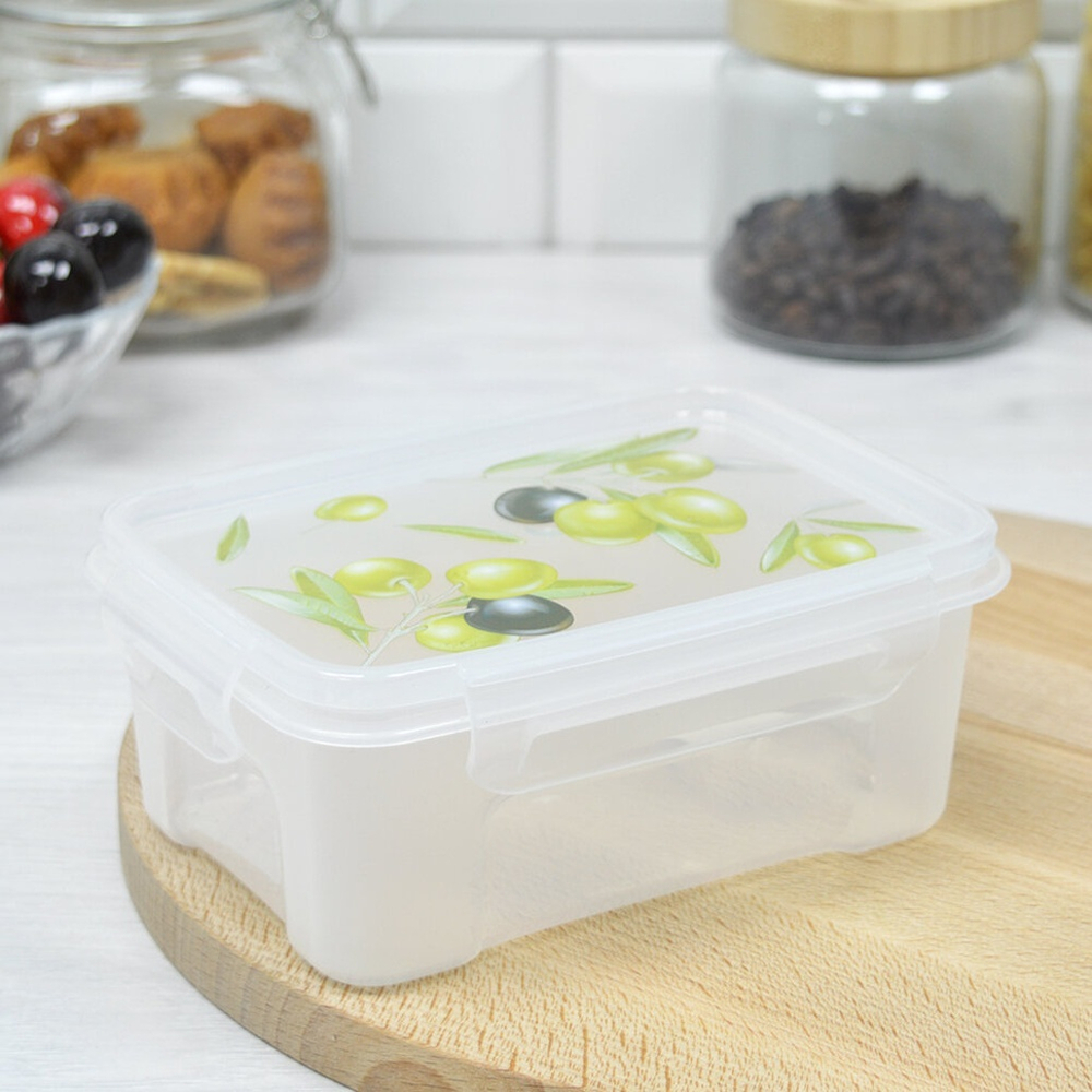 Контейнер 0,75л для СВЧ прямоугольный "Fresh" олива