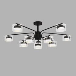 8349/10C COMFI LN26 232 черный/прозрачный, металл/стекло Светильник потолочный LED GX53 10*7W 220V NATALINA