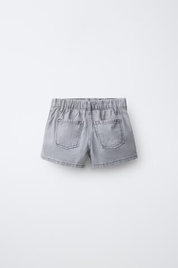 ZARA ДЖИНСОВАЯ ЮБКА-ШОРТЫ СО СТРАЗАМИ, СЕРЫЙ