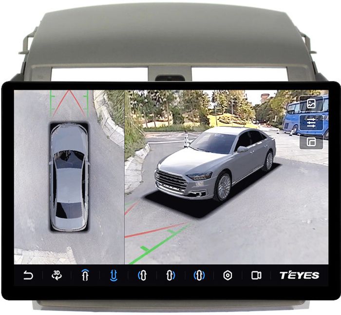 Магнитола для Toyota Corolla 150 2006-2013 (рамка тип 2) - Teyes CC3-2K-360 монитор 13" 2K QLED на Android 10, Быстрая, CarPlay, 4G SIM-слот, 4 камеры в комплекте