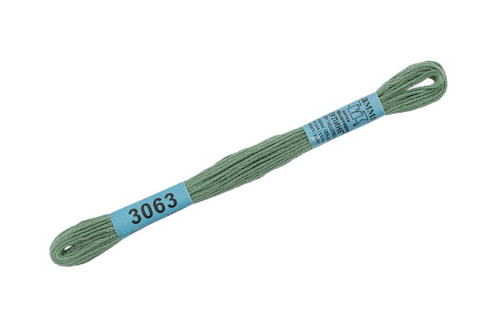 Мулине Gamma 100% хлопок, цв.3063 св.изумруд, 24 мотка по 8 метров